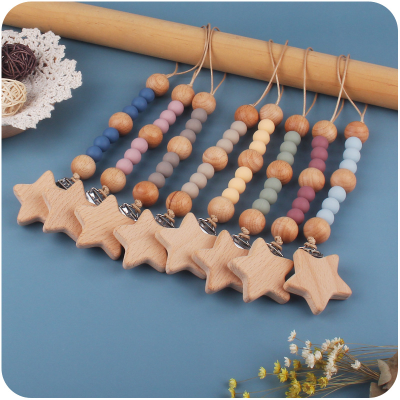 Baby Food Quality - New Wooden Star Teether Clip Prevent