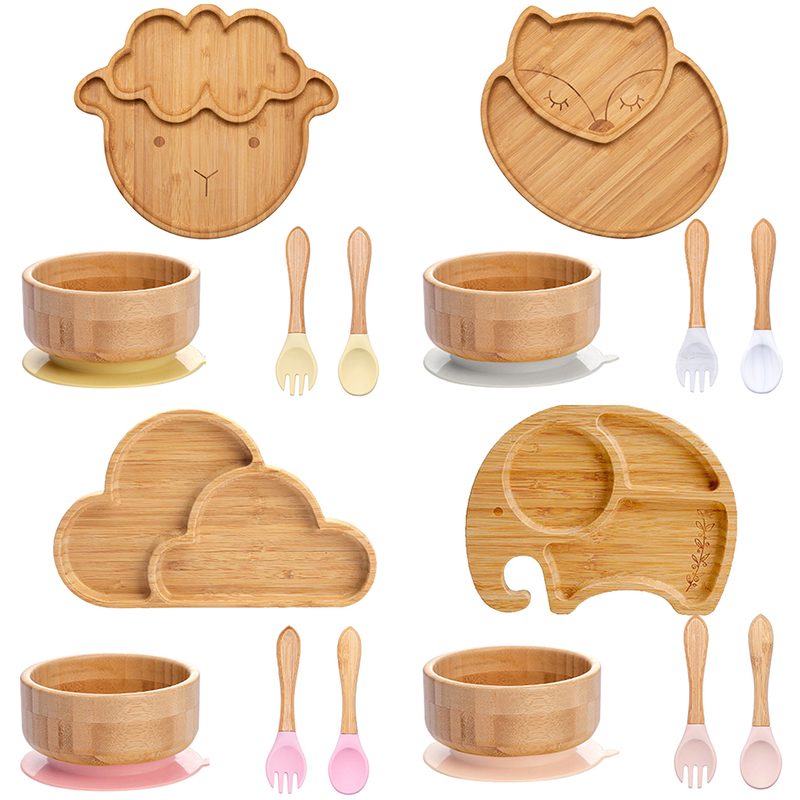 Baby Food Dinner - 4pcs Children's Tableware Suction Plate Bowl