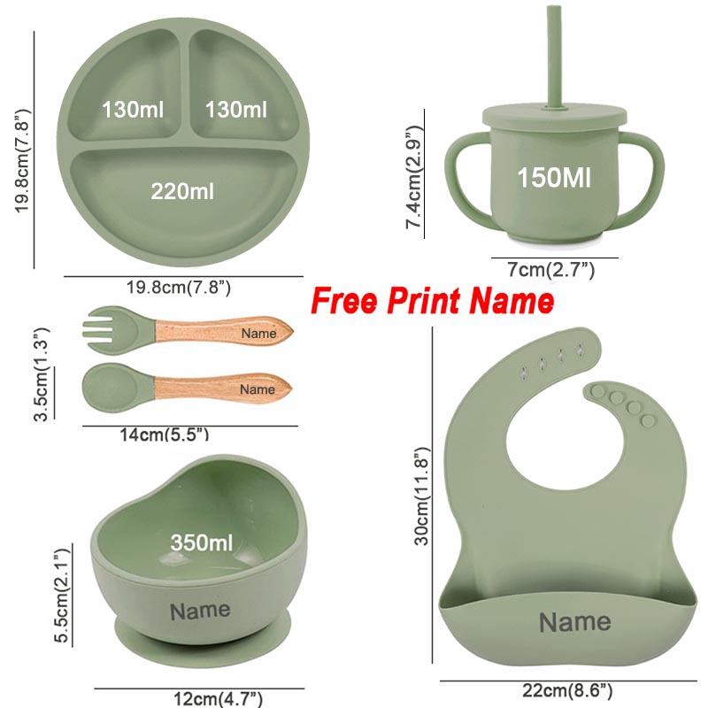6Pcs Silicone Tableware For Ki - Baby Food Menu 评论和价格