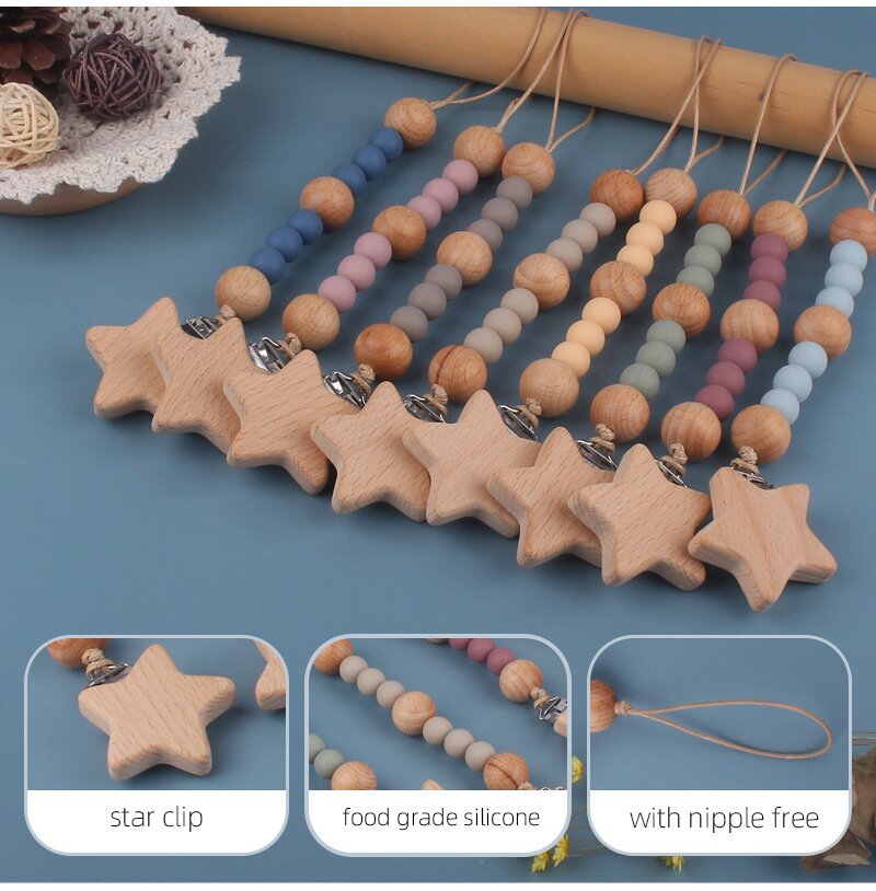 New Wooden Star Teether Clip P - Baby Food Quality 评论和价格