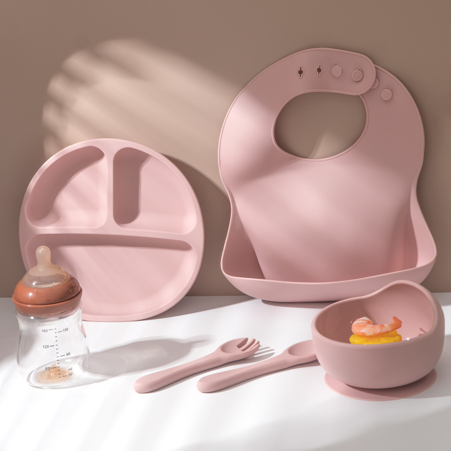 5Pcs Baby Silicone Feeding Set - Baby Food Dinner 评论和价格