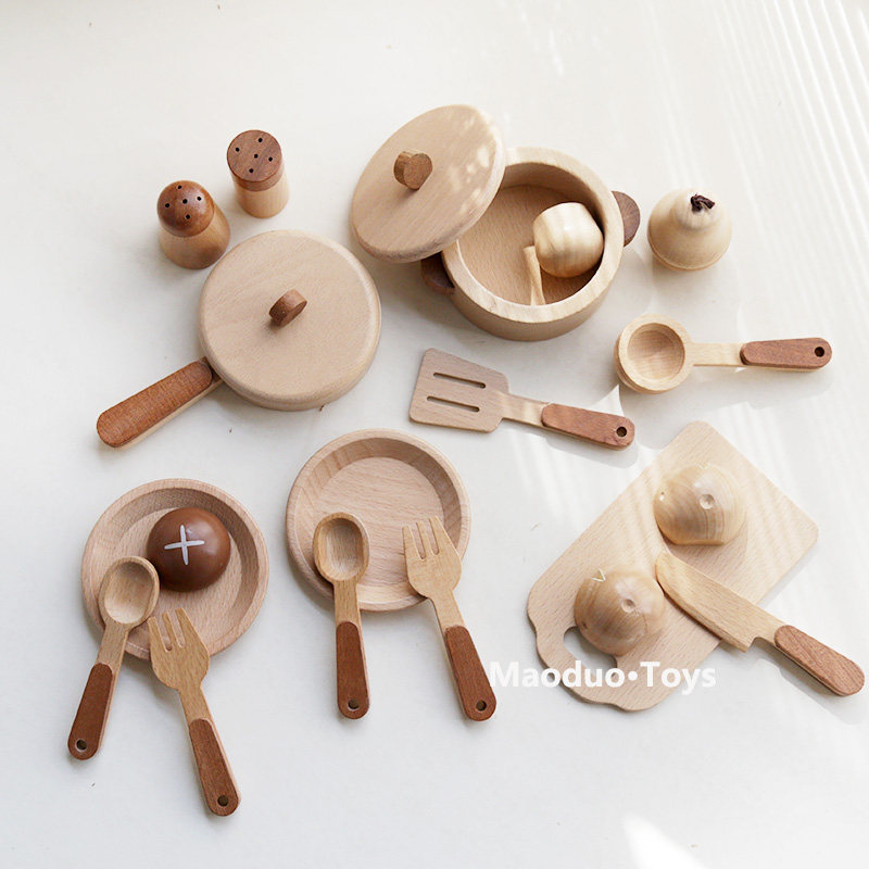 Maoduo Toys Beech Wooden Kids  - Baby Food Cooking Set 评论和价格