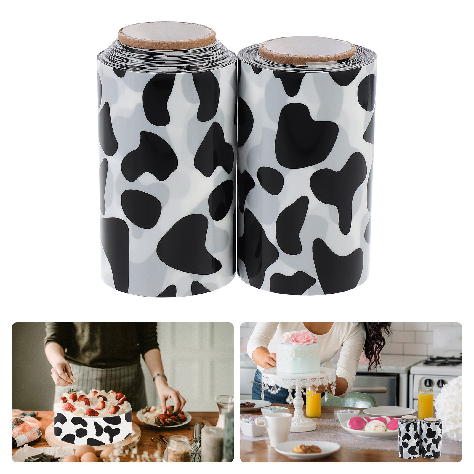 2 Rolls Cow Pattern Mousse Rim - Baby Food Quality 评论和价格
