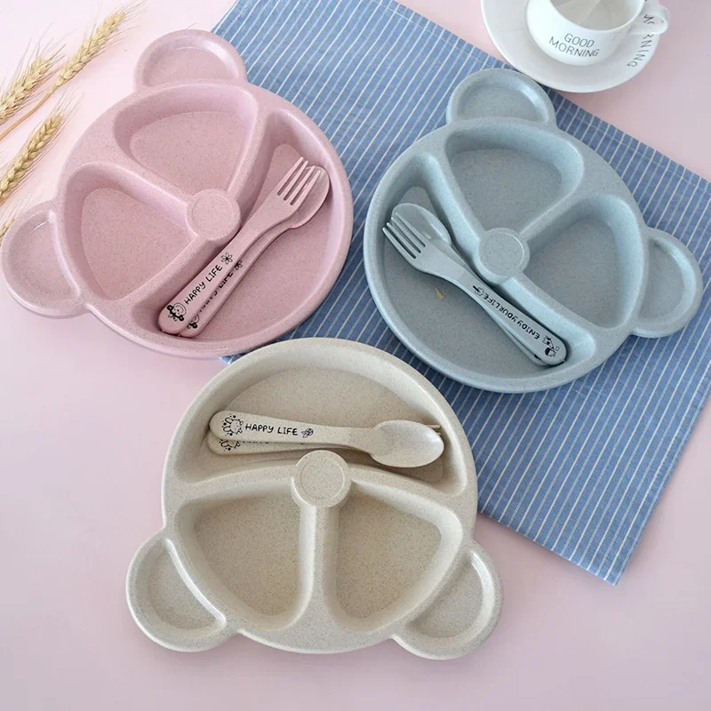 3Pcs/set Wheat Straw Baby Dish - Baby Food Menu 评论和价格