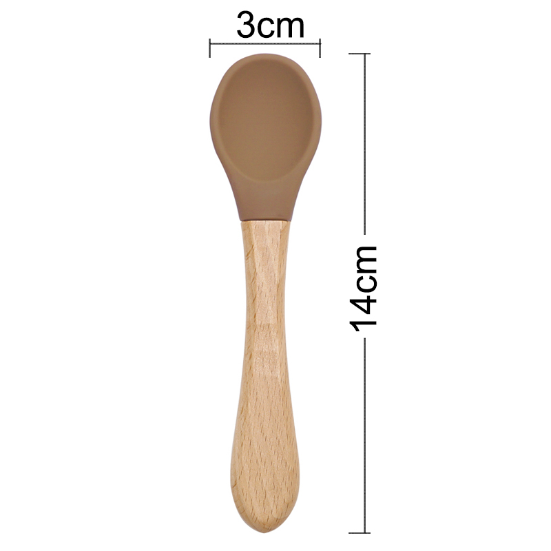 Feeding Wooden Handle Silicone - Baby Food Dispensing Spoon 评论和价格