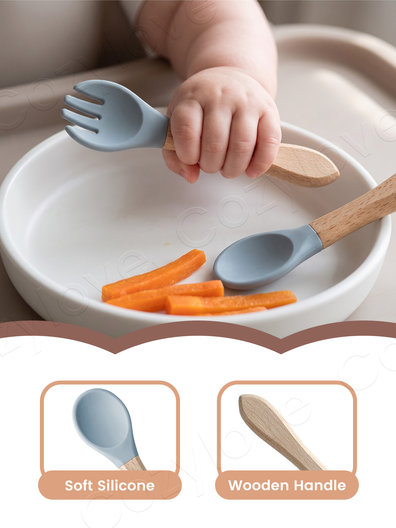 Baby Silicone Fork Spoon Set,  - Baby Food Dispensing Spoon 评论和价格
