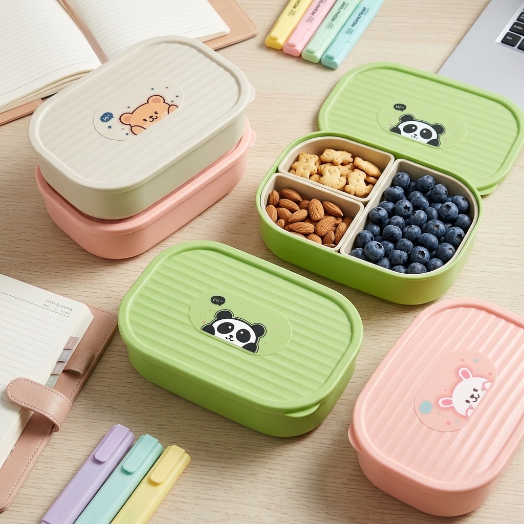 Cute Plastic Divided Lunch Box - Baby Food Fruits 评论和价格